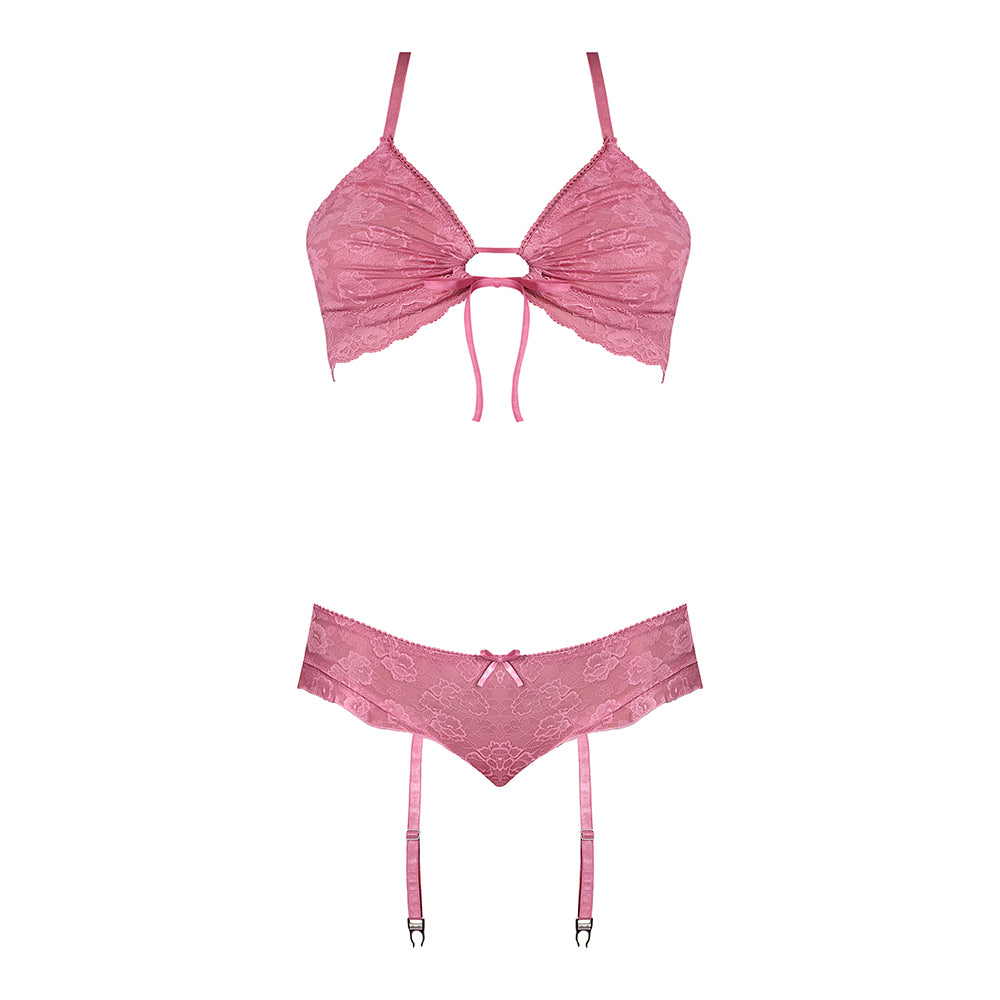 WISTERIA MIST BRALETTE & PANTY W/ REMOVABLE GARTERS - L/XL