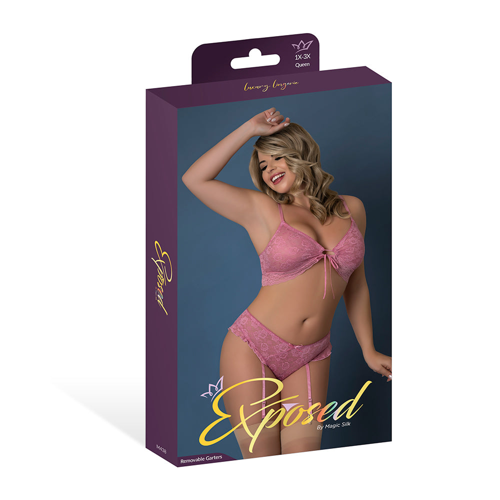 WISTERIA MIST BRALETTE & PANTY W/ REMOVABLE GARTERS - Q