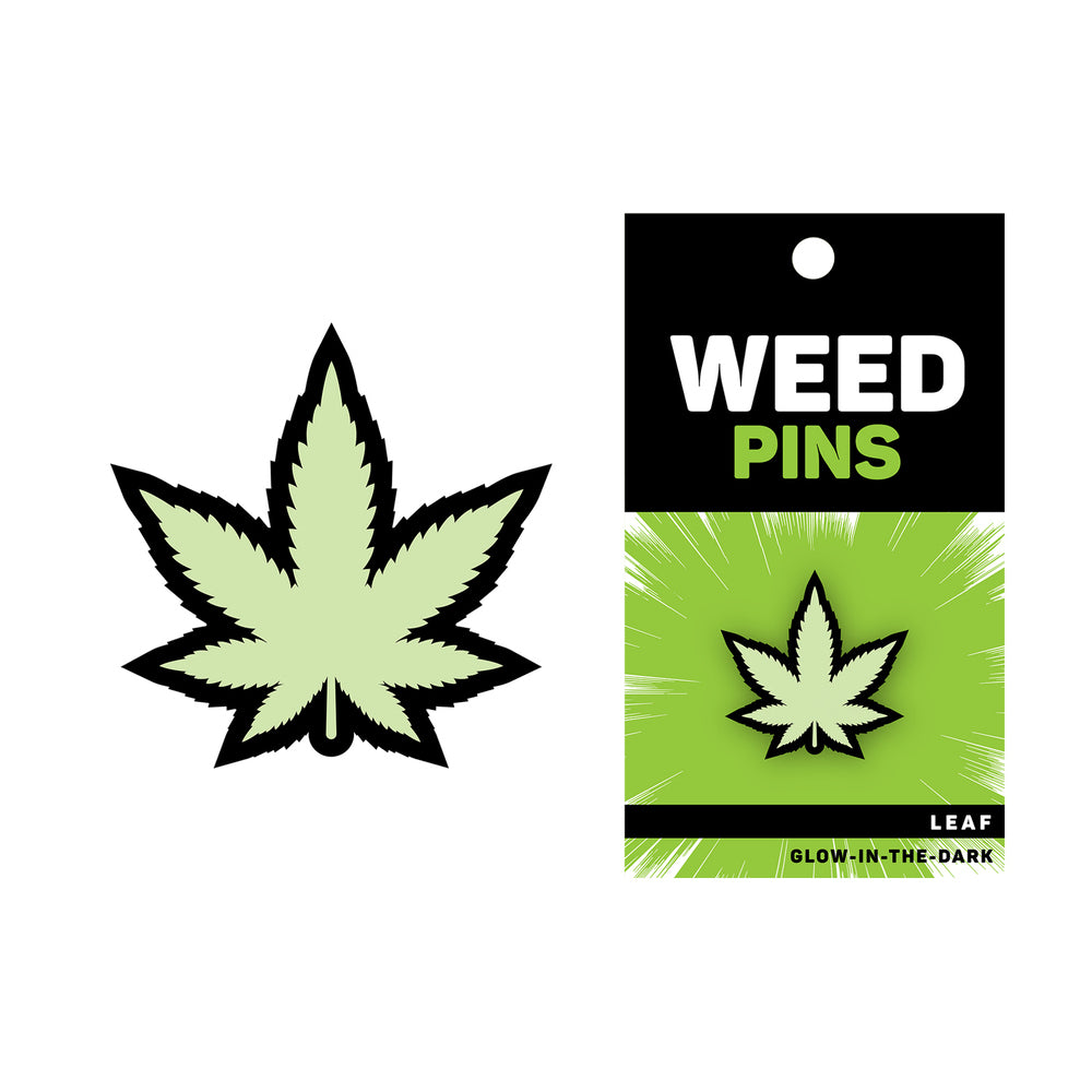 MARIJUANA LEAF PIN: GLOW-IN-THE-DARK