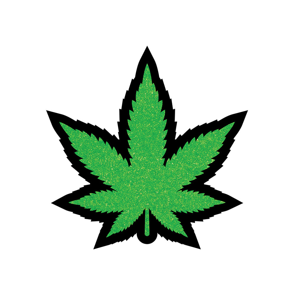 MARIJUANA LEAF PIN: GREEN GLITTER