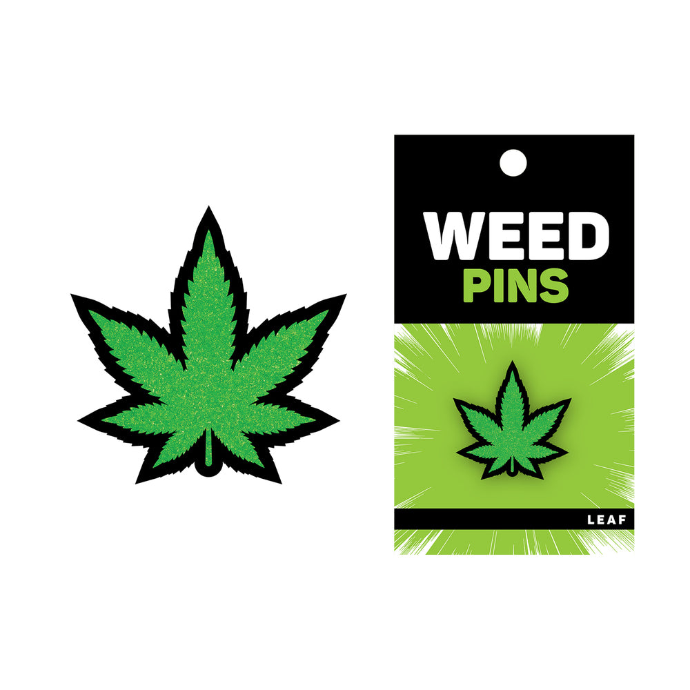 MARIJUANA LEAF PIN: GREEN GLITTER