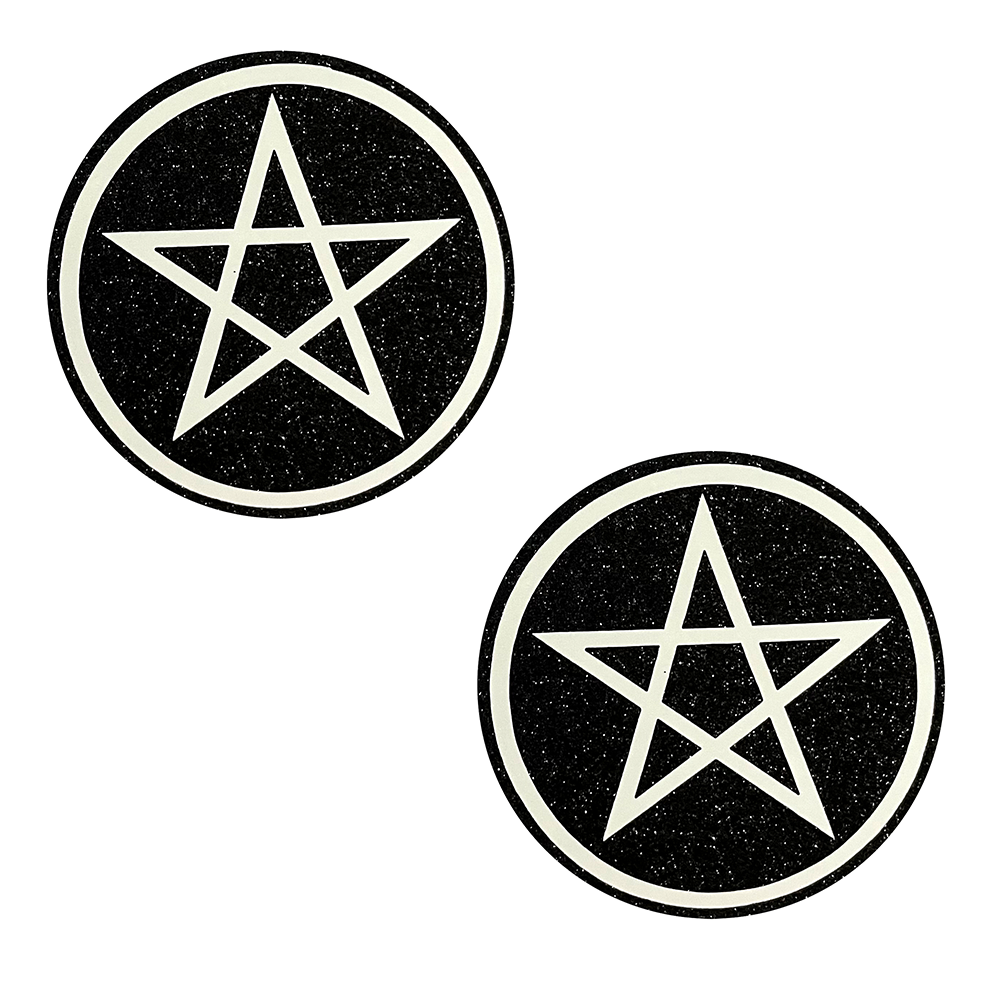 WICCA BLACK GLITTER NIPPLE COVER PASTIES
