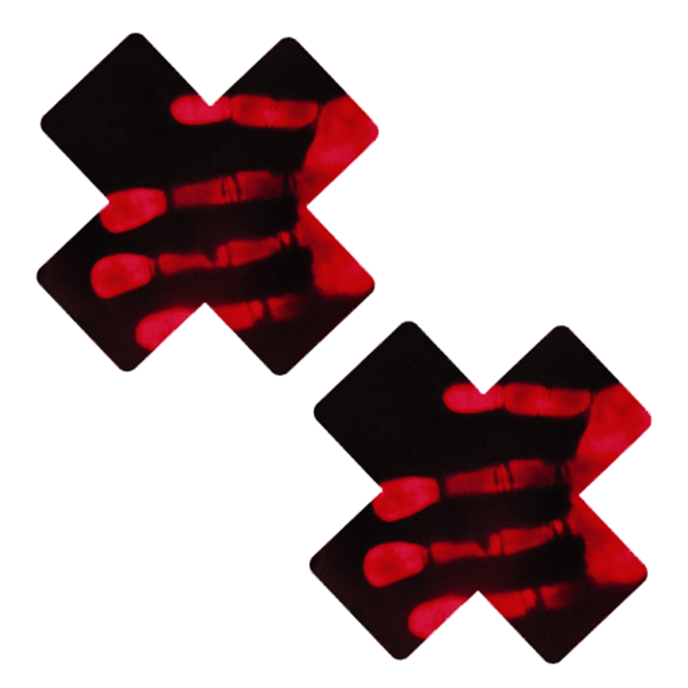 RED PURGATORY TEMPERATURE REACTIVE X FACTOR NIPPLE COVER PASTIES
