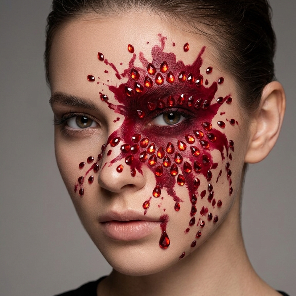BLOODY BRILLIANT RED IRIDESCENT INDIVIDUAL CRYSTAL JEWEL BODISTIX STICKERS