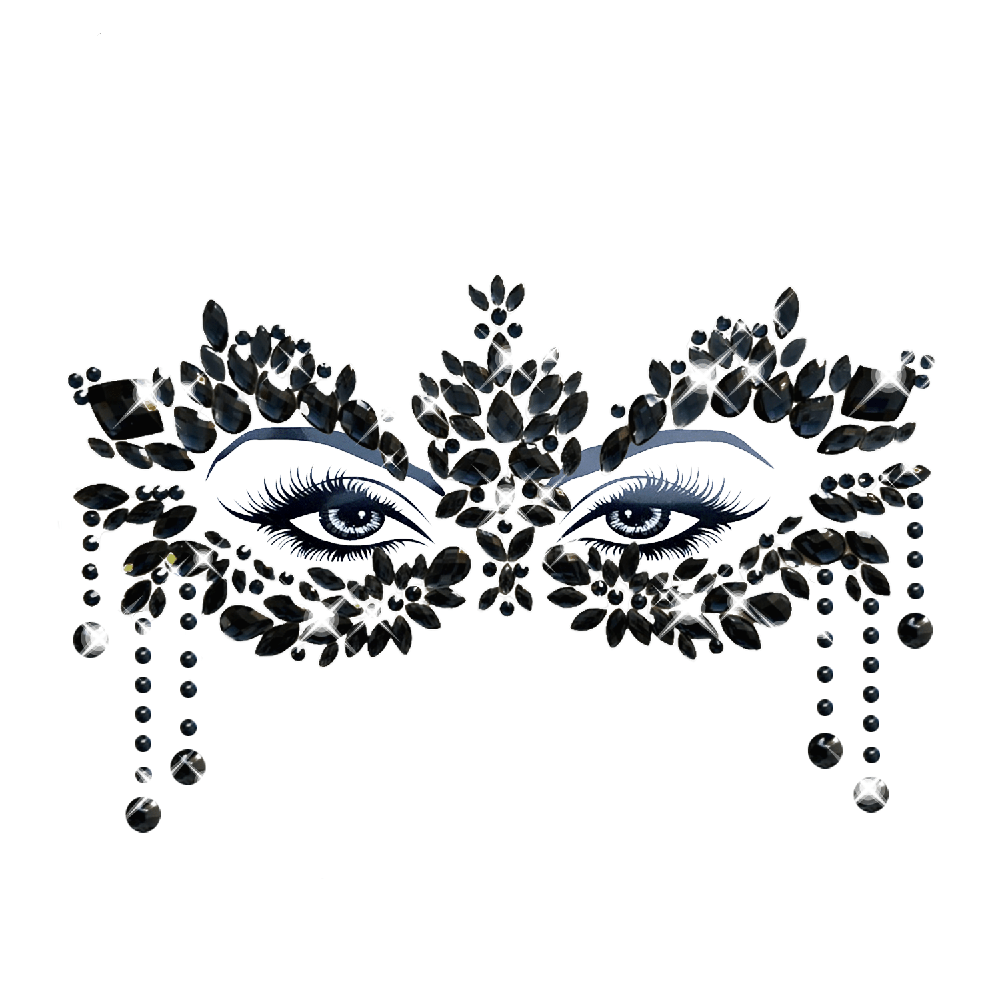 PRIMA DONNA BLACK MASQUERADE CRYSTAL JEWEL FACE STICKERS