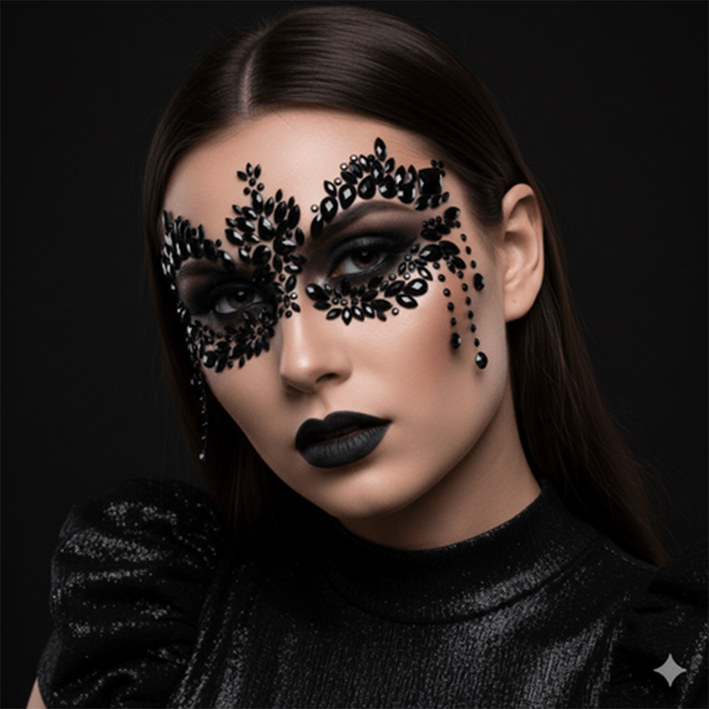 PRIMA DONNA BLACK MASQUERADE CRYSTAL JEWEL FACE STICKERS
