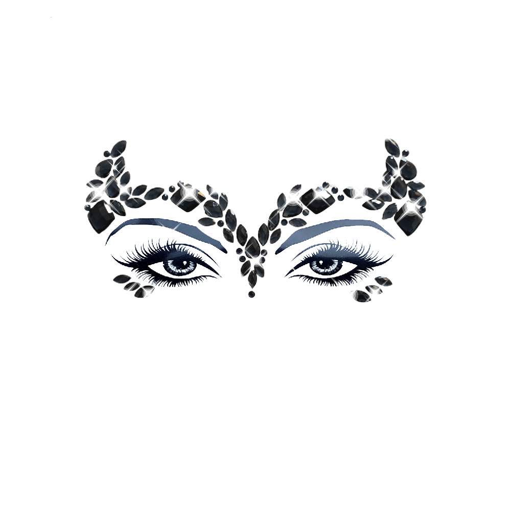 MALEFICENT BLACK GOTHIC QUEEN CRYSTAL JEWEL FACE STICKER