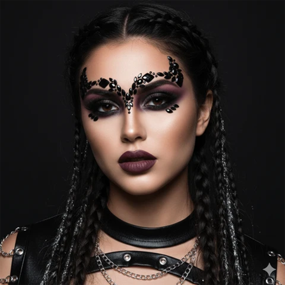 MALEFICENT BLACK GOTHIC QUEEN CRYSTAL JEWEL FACE STICKER