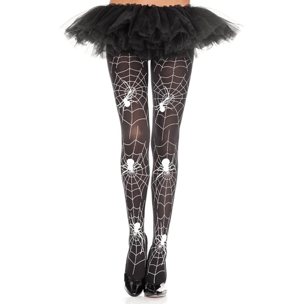 SPIDER AND WEB PRINT PANTYHOSE - O/S