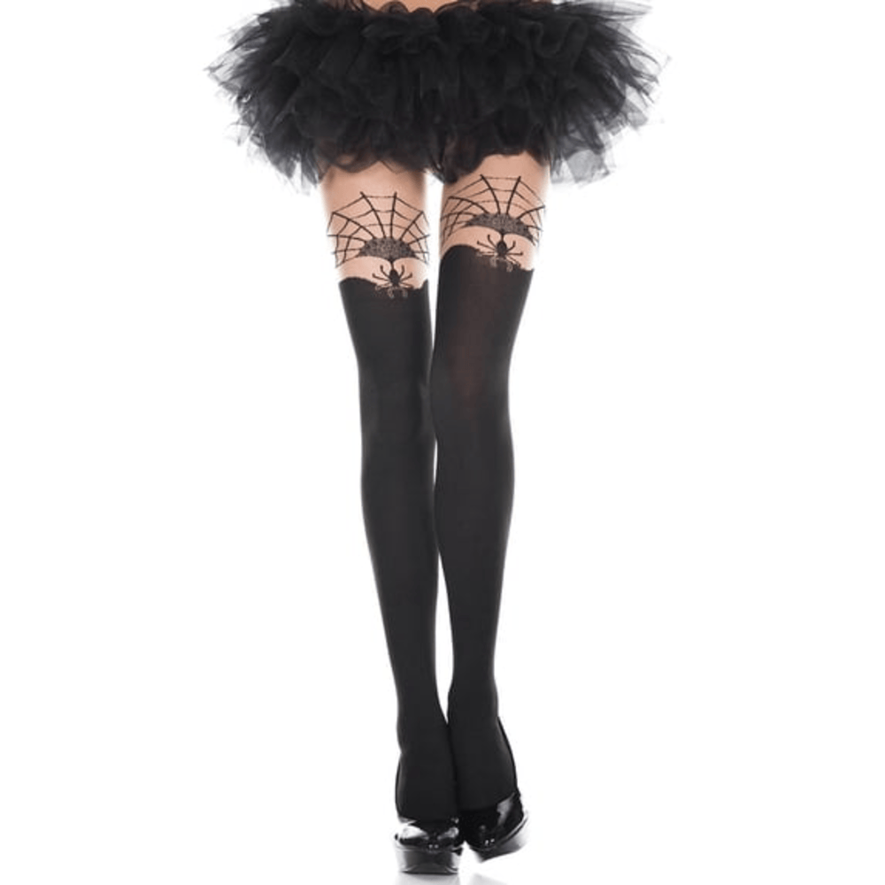 BITSY SPIDER AND WEB PRINT PANTYHOSE - O/S