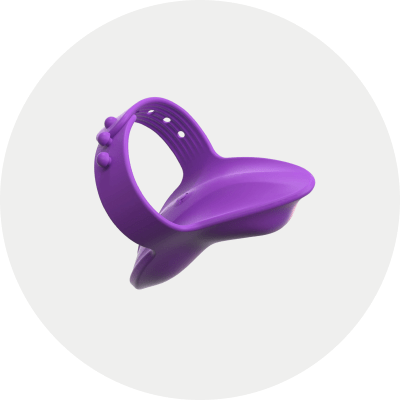 Finger & Tongue Vibrators collection thumbnail: curved finger vibrator on a light gray circle background
