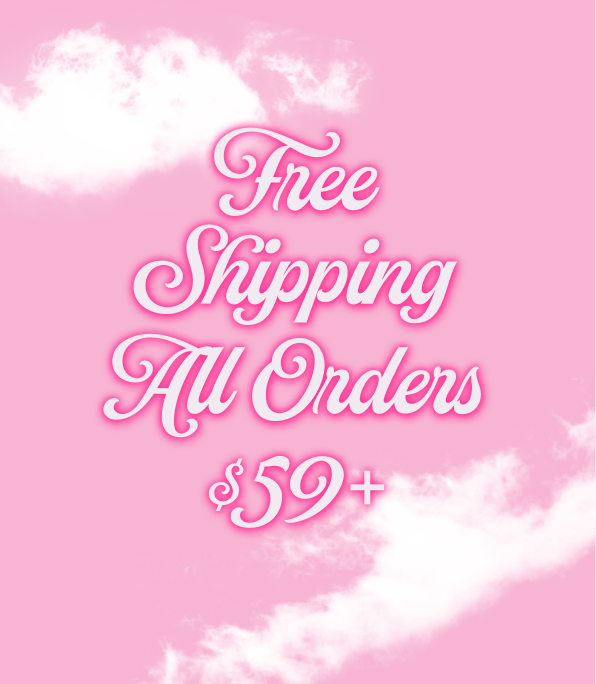 Amazing Intimate Essentials Valentine's 2026: "Free Shipping All Orders $59+" Pink text on a pink background