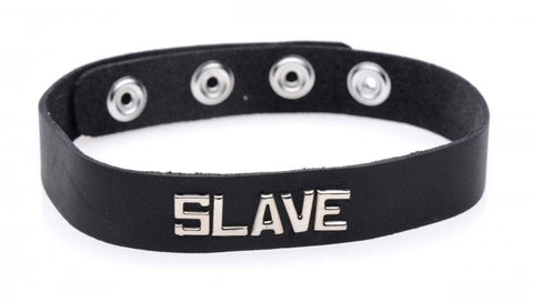 LEATHER ID COLLAR - SLAVE