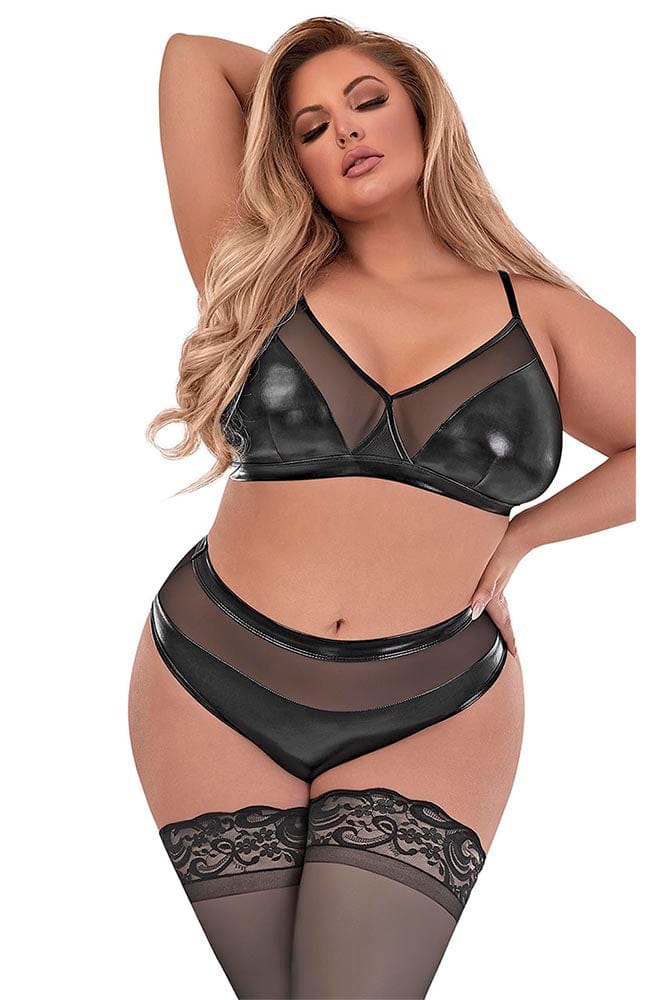 BRALETTE & HIGH WAISTED PANTY SET - BLACK - Q