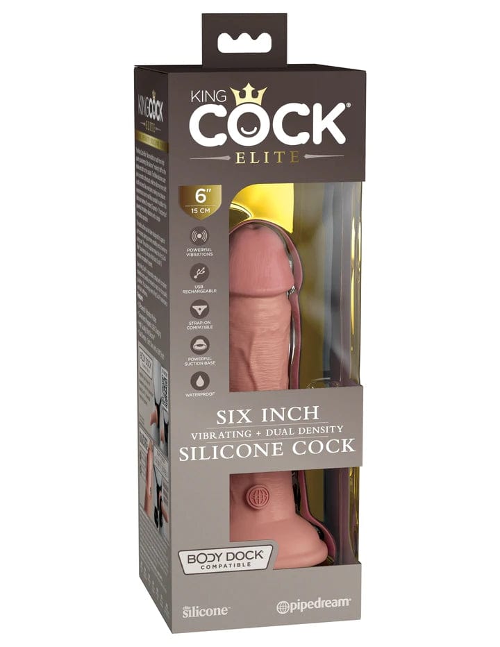 6" DUAL DENSITY VIBRATING SILICONE COCK - LIGHT