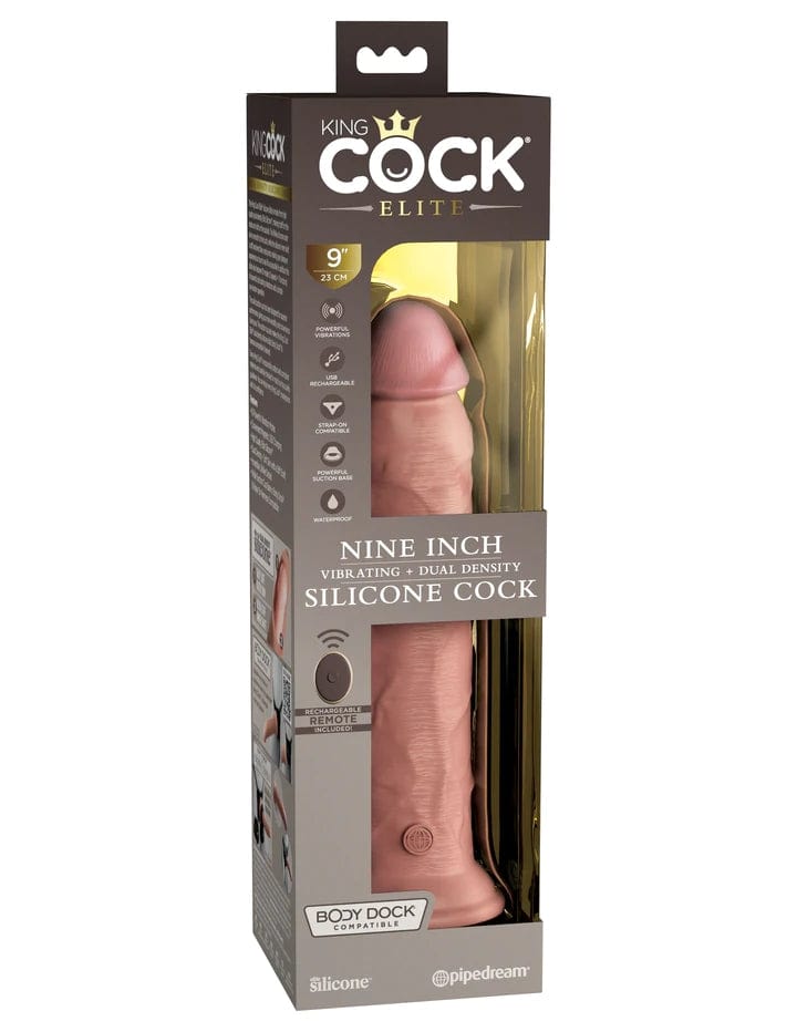 9" DUAL DENSITY VIBRATING SILICONE COCK - LIGHT