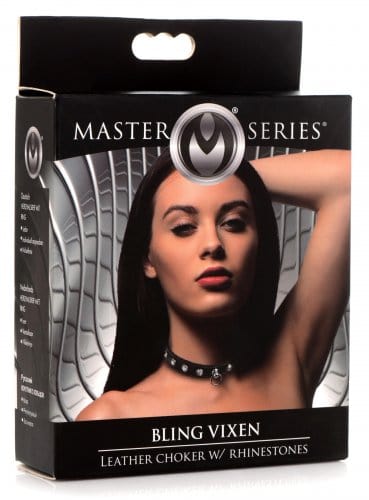 LEATHER CHOKER W/ RHINESTONES - CLEAR