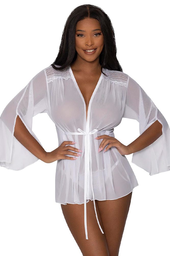 FLOWING SHORT ROBE - WHITE - L/XL