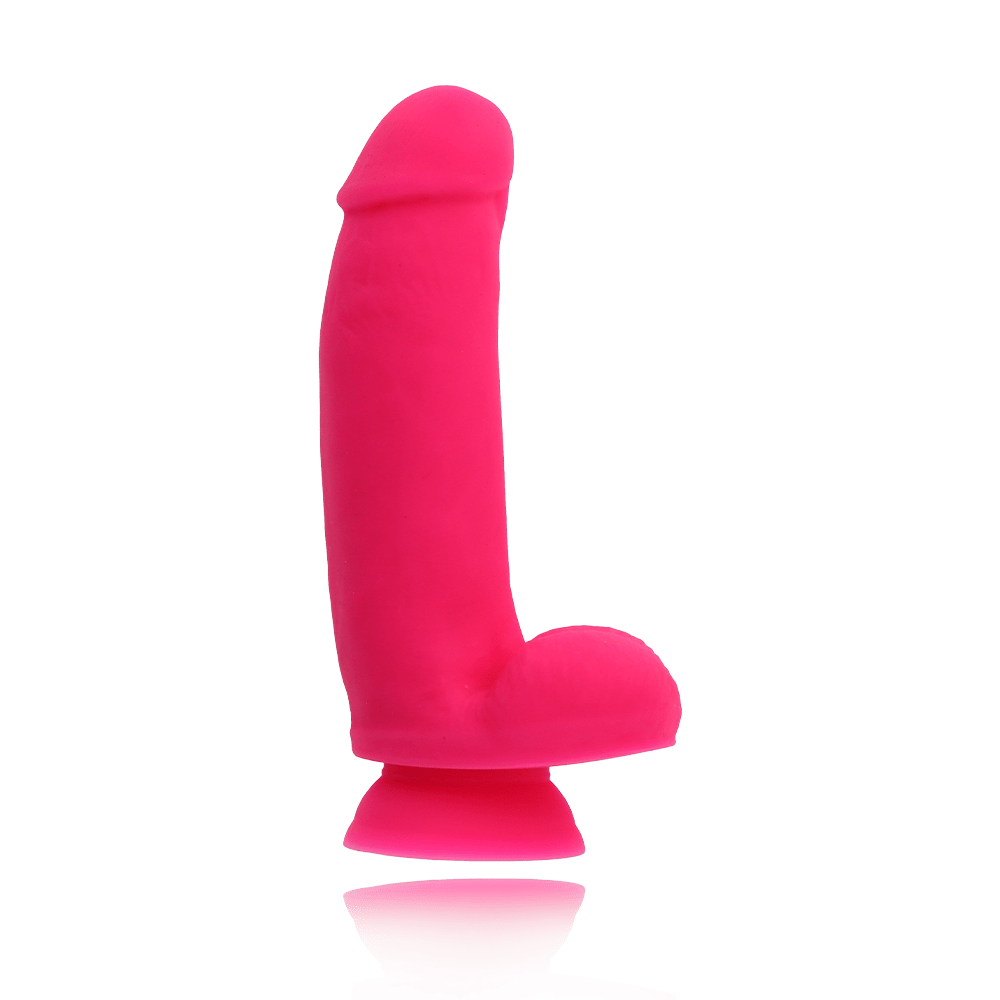 7" SILICONE DUAL DENSITY COCK W/ BALLS - PINK