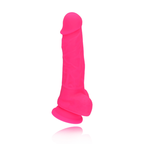 7.5" SILICONE DUAL DENSITY COCK W/ BALLS  - PINK