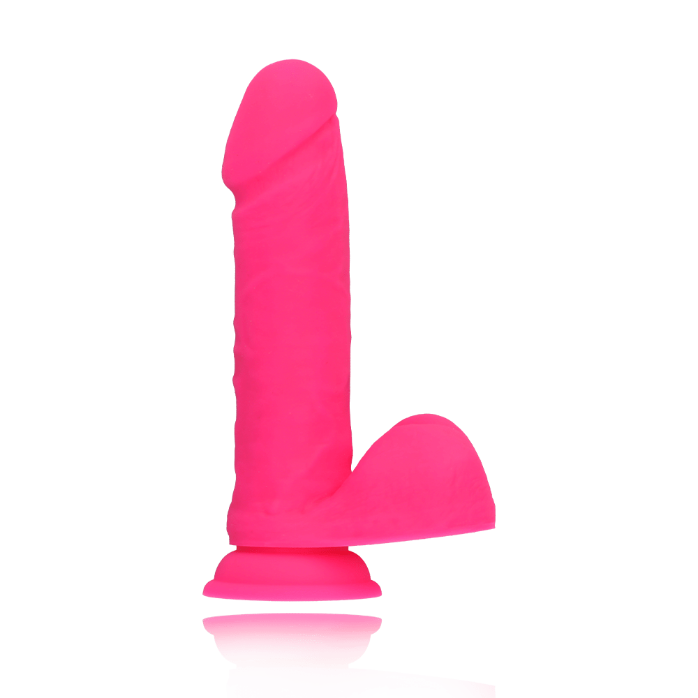 8" SILICONE DUAL DENSITY COCK W/ BALLS  - PINK