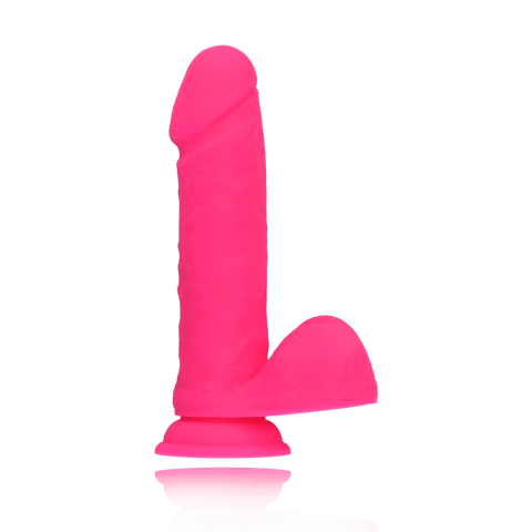 8" SILICONE DUAL DENSITY COCK W/ BALLS  - PINK