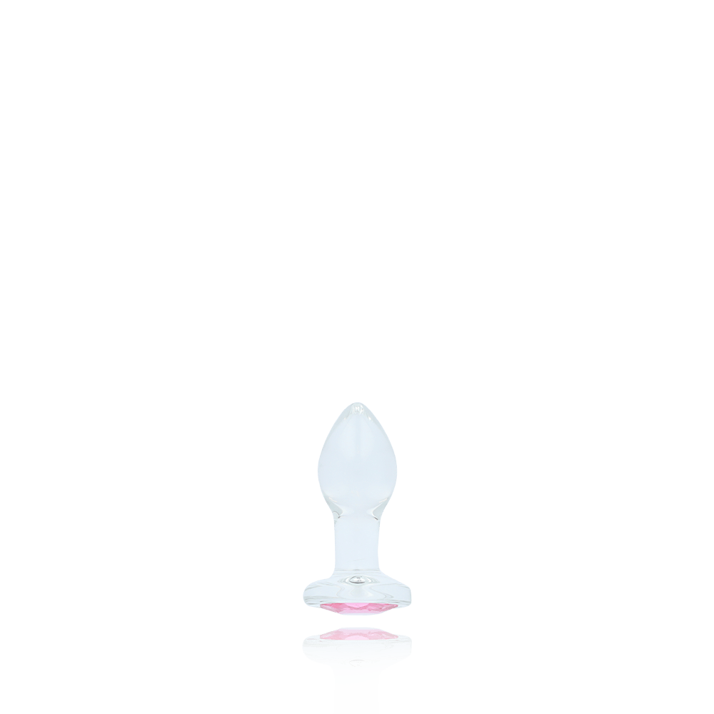 PINK GEM GLASS ANAL PLUG - LARGE