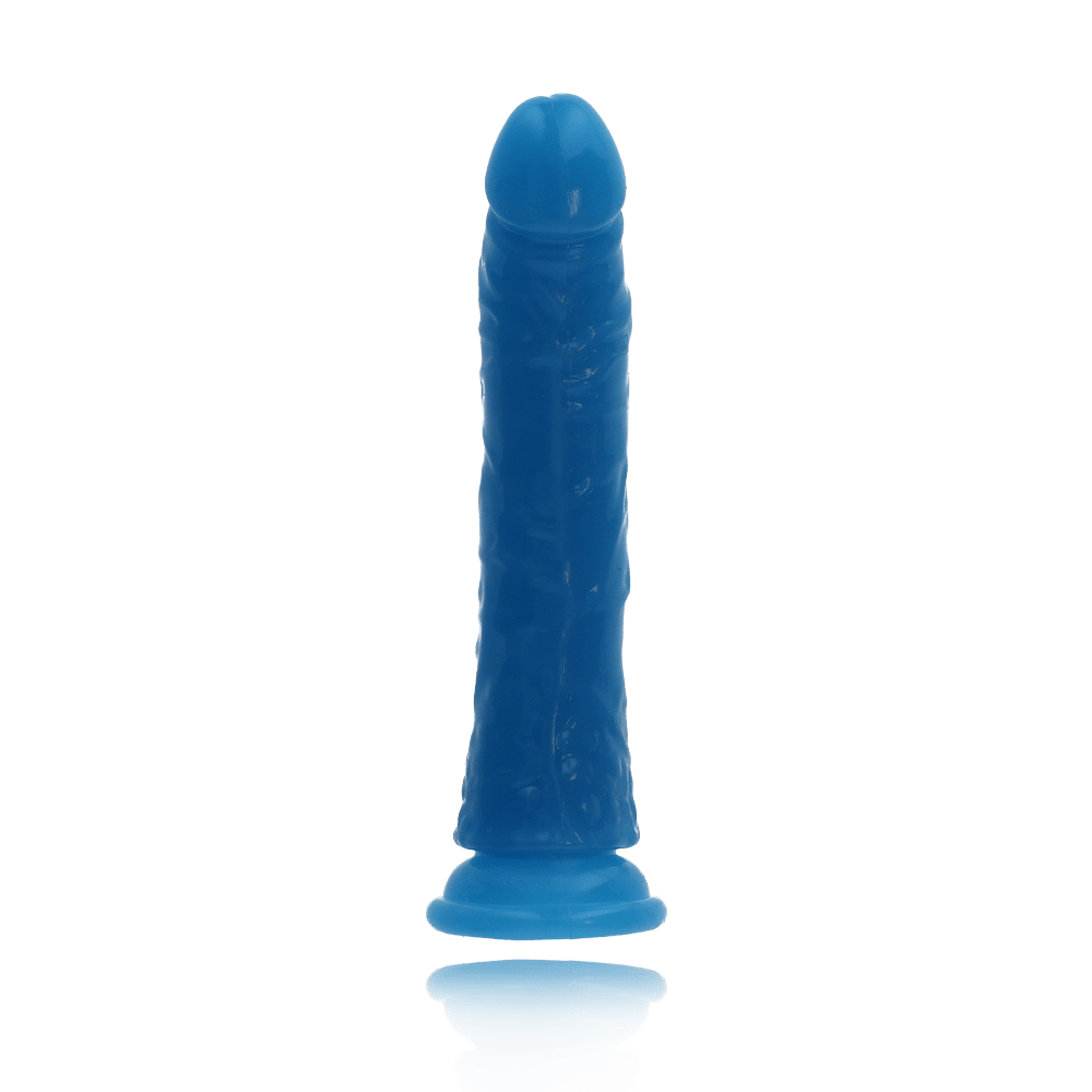 6" SLIM GID DILDO - NEON BLUE