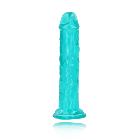 6" SLIM CRYSTAL CLEAR DILDO - TURQUOISE