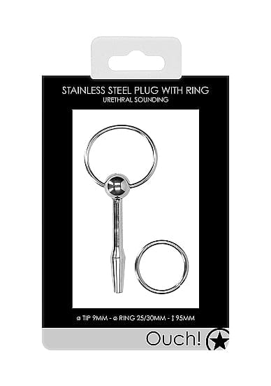 STAINLESS STEEL PLUG W/ RING 9MM