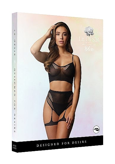 2PC BRA SET W/ GARTERS - O/S