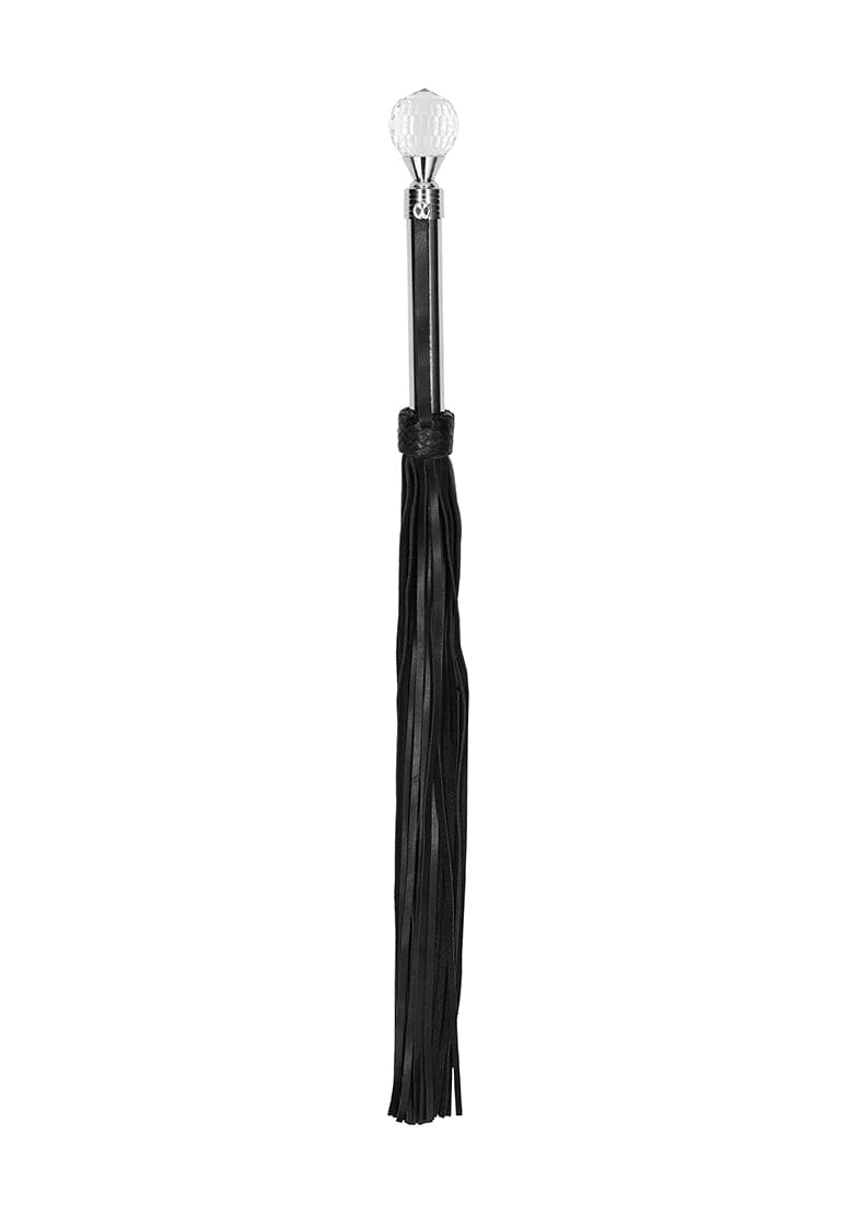 SPARKLING ROUND METAL HANDLE LEATHER FLOGGER