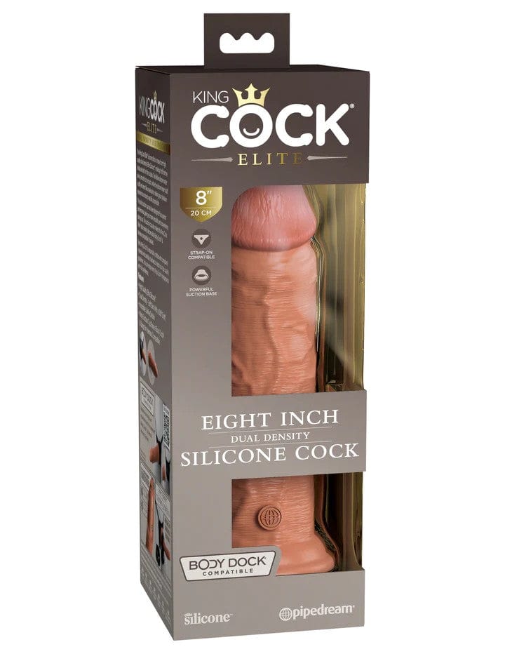 8" DUAL DENSITY SILICONE COCK - TAN