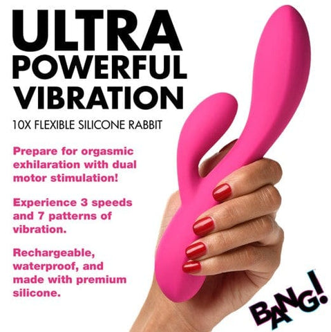 10X FLEXIBLE SILICONE RABBIT - PINK