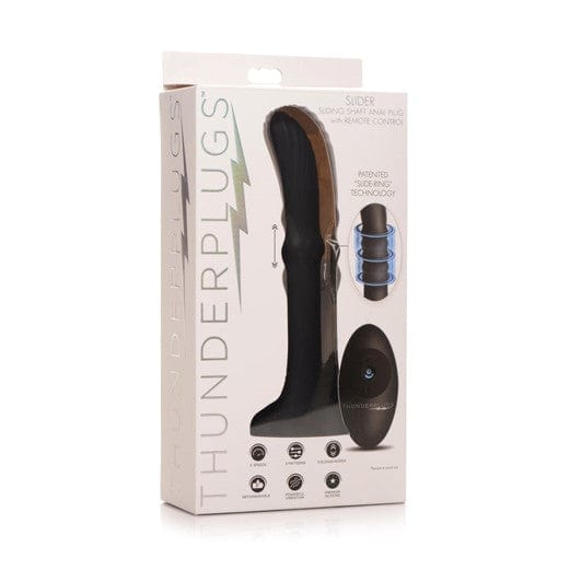 SLIDING SHAFT SILICONE VIBRATOR W/ REMOTE - BLACK